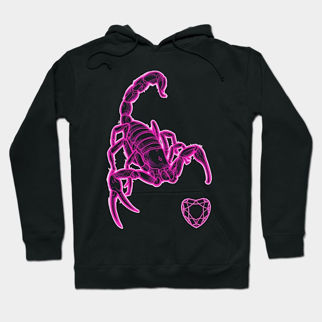 Pink scorpion and diamond heart Hoodie by weilertsen